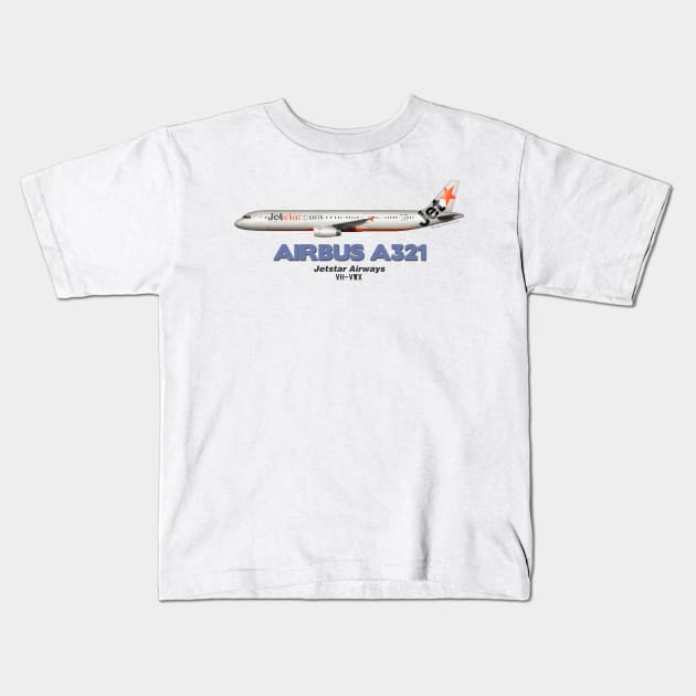 Airbus A321 - Jetstar Airways Kids T-Shirt by TheArtofFlying